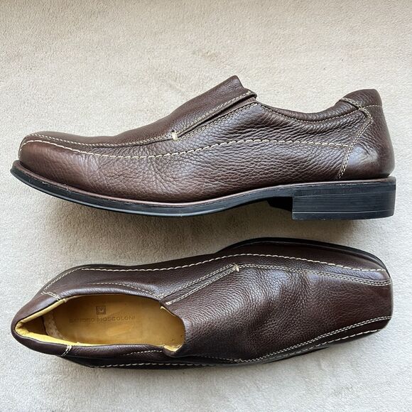Sandro Moscolini Brown Pebble Distressed‎ Leather Loafer Shoes Men 10.5 D Casual main image 7